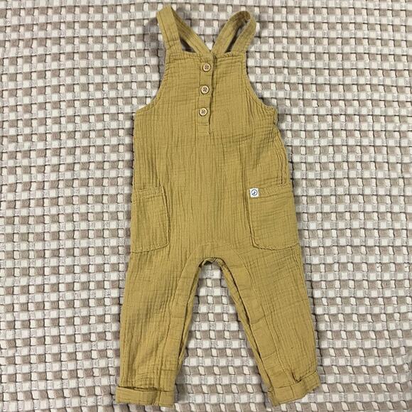 Little Planet organics by Carters Overalls Mustard Color Waffle - Picture 1 of 4